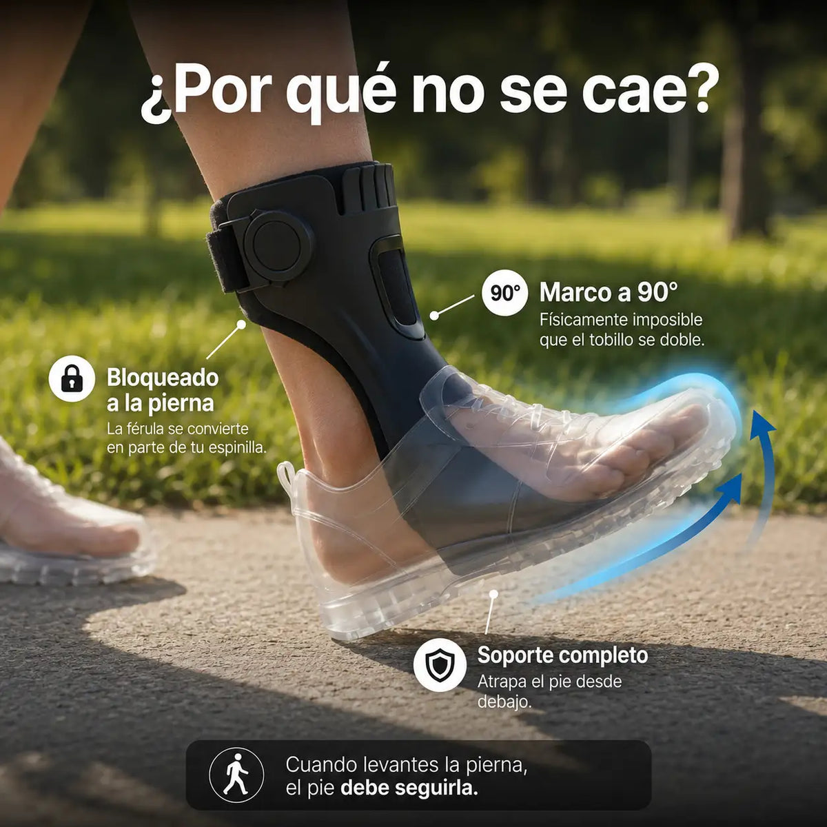 Ortesis discreta para pie caído