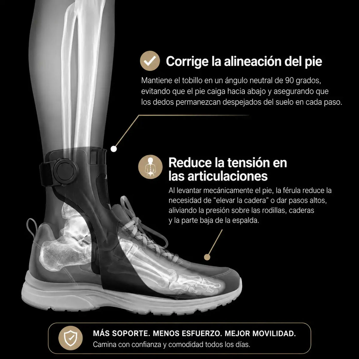 Ortesis discreta para pie caído
