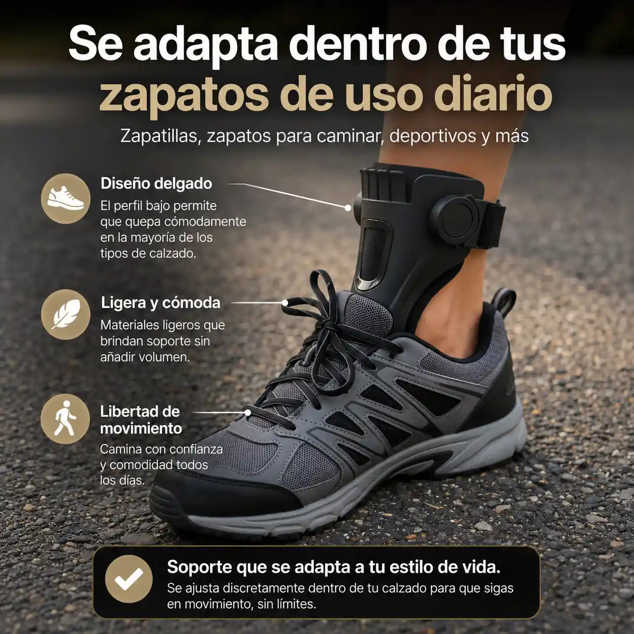 Ortesis discreta para pie caído